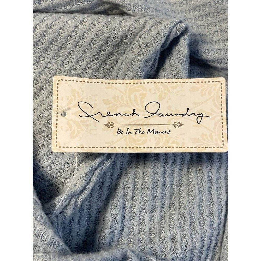 French Laundry Womens Sz 2X Baby Blue Waffle Knit Turtle Neck Snap Details - Picture 6 of 7